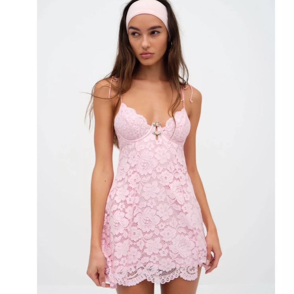 For Love & Lemons Creamsicle Lace Slip Dress